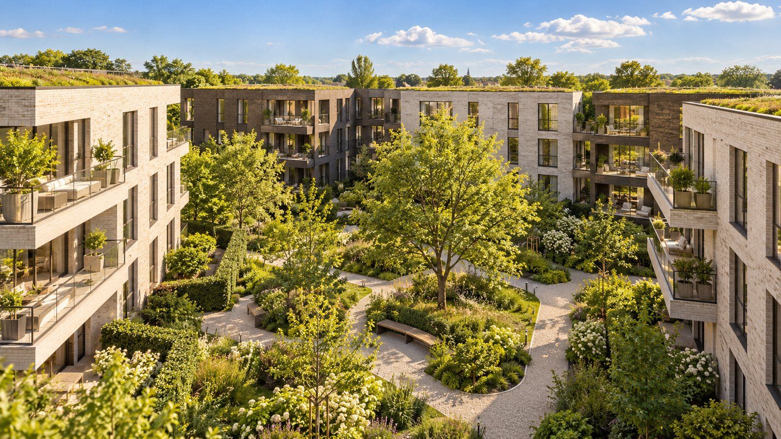 Appartementen rond een groene binnentuin
